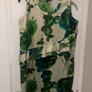 VERA WANG Floral Sleeveless Dress - Green and Blue